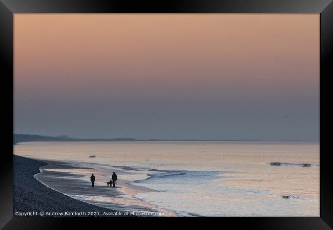 A Quiet Walk on The Beach, Sheringham Framed Print by Andrew Bamforth