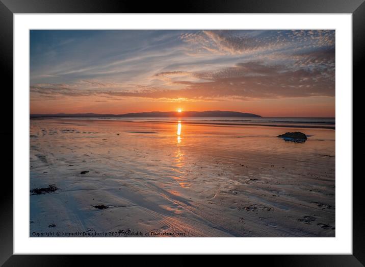 Sunset Downhill Beach, County Londonderry Framed Mounted Print by kenneth Dougherty