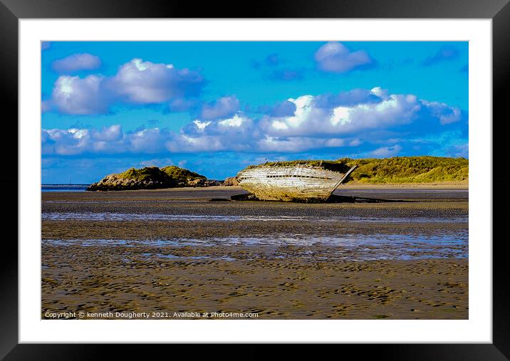 Bad Eddie on a sandy breach Framed Mounted Print by kenneth Dougherty