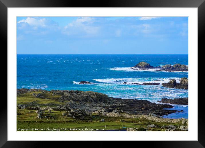 Waves at Malin head Framed Mounted Print by kenneth Dougherty