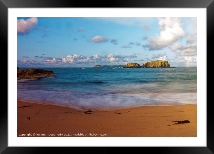 Outdoor Secret beach Ballintoy. Framed Mounted Print by kenneth Dougherty