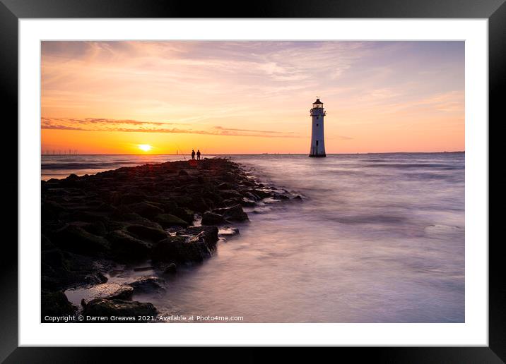 Sunset at perch rock Framed Mounted Print by Darren Greaves