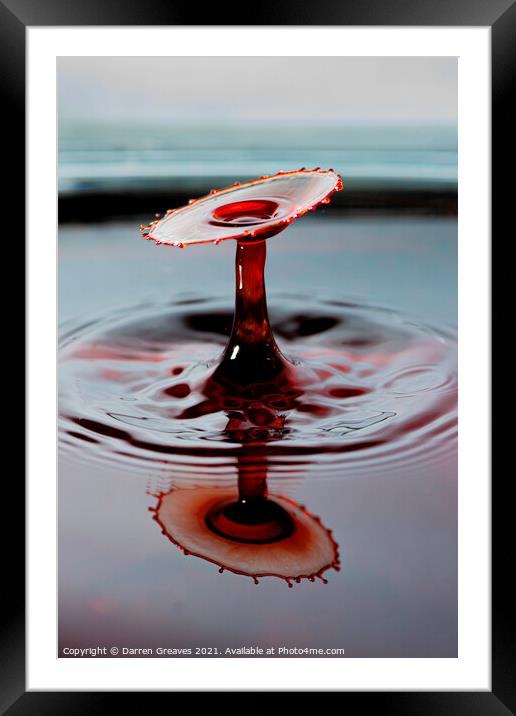 When Two Drops Collide Framed Mounted Print by Darren Greaves