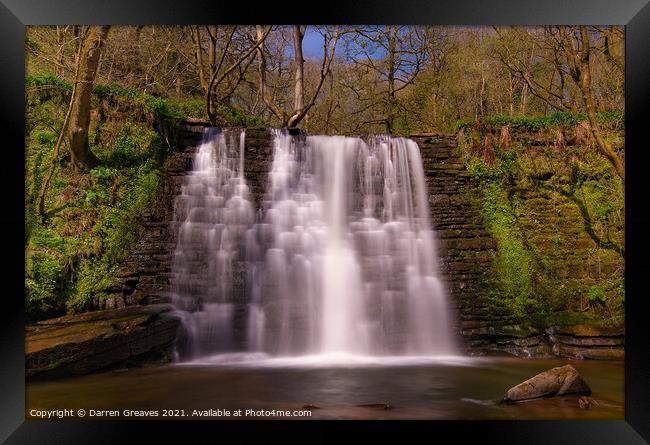 Outdoor waterfall Framed Print by Darren Greaves
