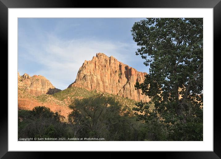 Sunlit Rocks, Zion National Park Framed Mounted Print by Sam Robinson