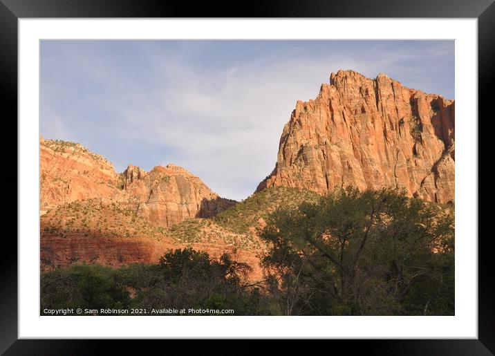 Sunset on Rocks, Zion National Park Framed Mounted Print by Sam Robinson