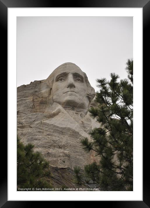 George Washington, Mount Rushmore Framed Mounted Print by Sam Robinson