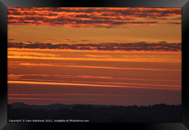 Orange Striped Sunset Framed Print by Sam Robinson