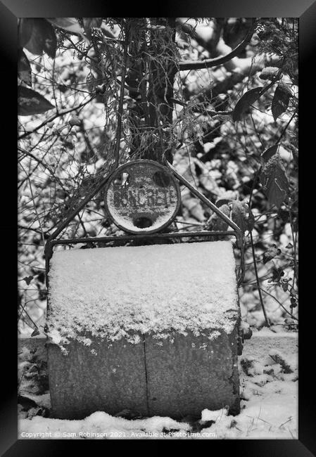 Snow covered garden roller Framed Print by Sam Robinson