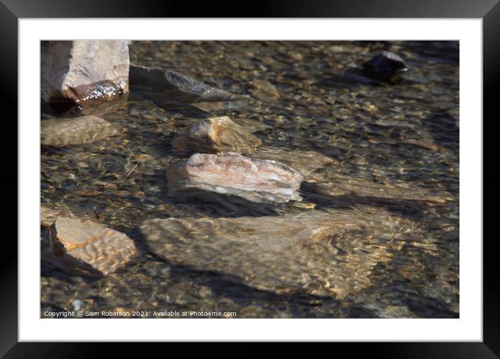 Rocks in Lake Framed Mounted Print by Sam Robinson