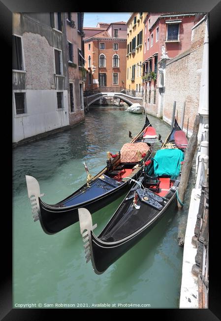 Pair of Gondolas. Venice Framed Print by Sam Robinson