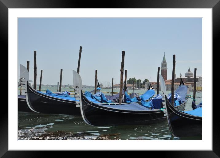 Row of Gondolas, Venice Framed Mounted Print by Sam Robinson
