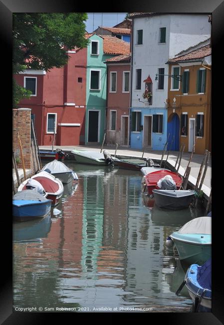 Burano Canal Scene Framed Print by Sam Robinson