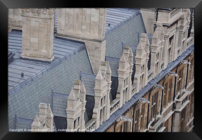 Cambridge Rooftops with Gargoyles Framed Print by Sam Robinson