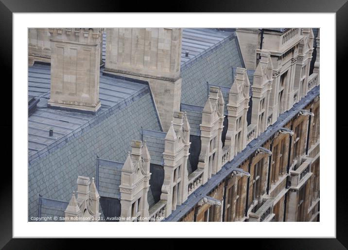Cambridge Rooftops with Gargoyles Framed Mounted Print by Sam Robinson