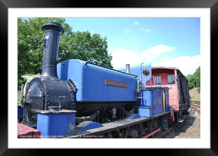 Blue Steam Engine, Bluebell Railway Framed Mounted Print by Sam Robinson