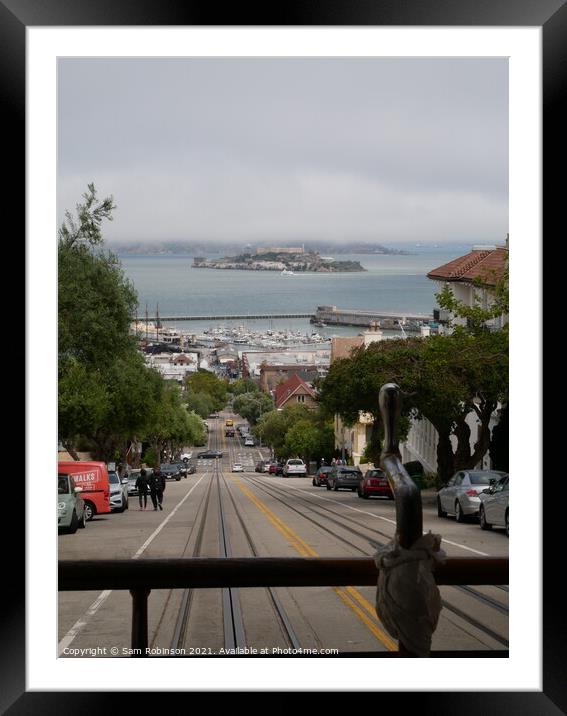 View from the back of a Cable Car, San Francisco Framed Mounted Print by Sam Robinson