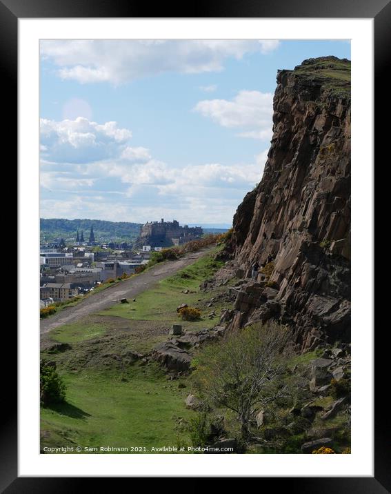 Salisbury Crags and Edinburgh Castle Framed Mounted Print by Sam Robinson