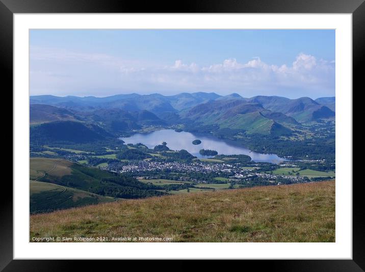 Keswick and Derwentwater view from Skiddaw path Framed Mounted Print by Sam Robinson