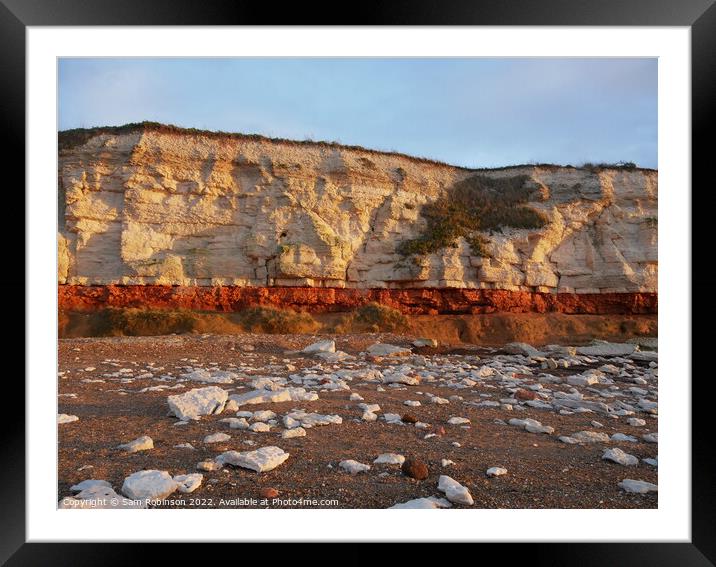 Hunstanton Beach Cliffs at Sunset Framed Mounted Print by Sam Robinson