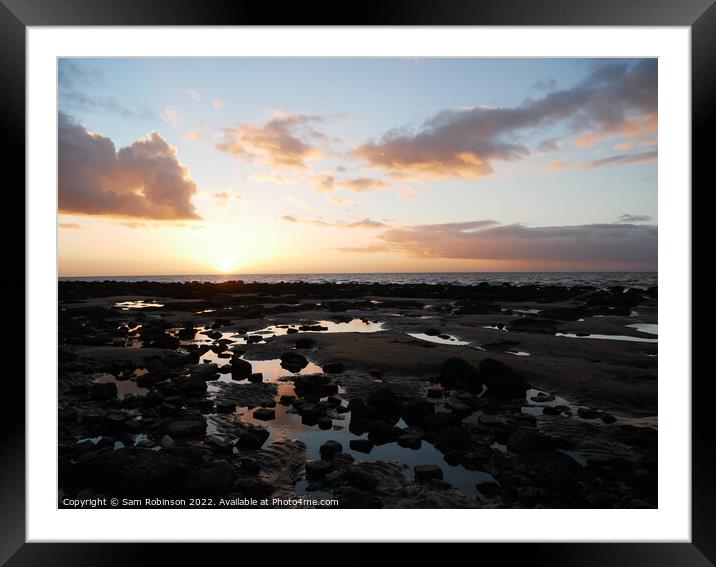 Sunset over Rock Pools, Hunstanton Framed Mounted Print by Sam Robinson