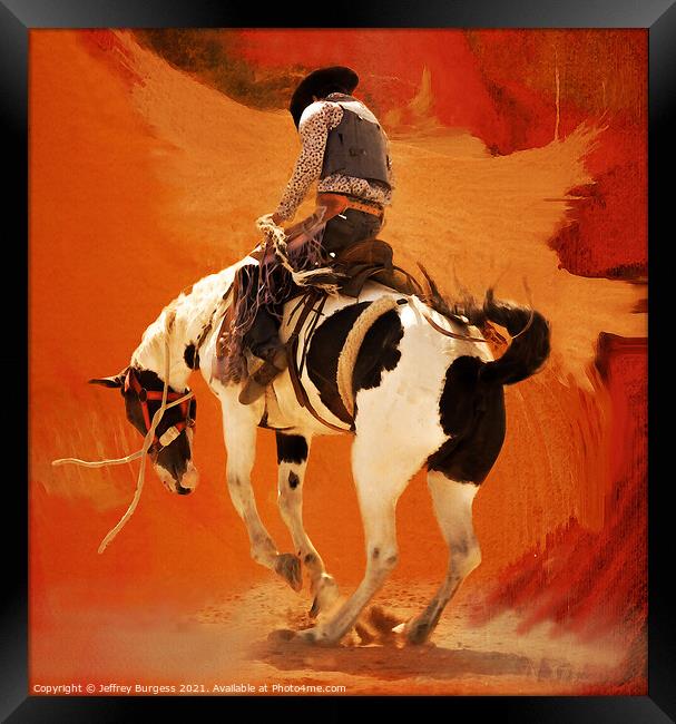 Bronco rider Framed Print by Jeffrey Burgess