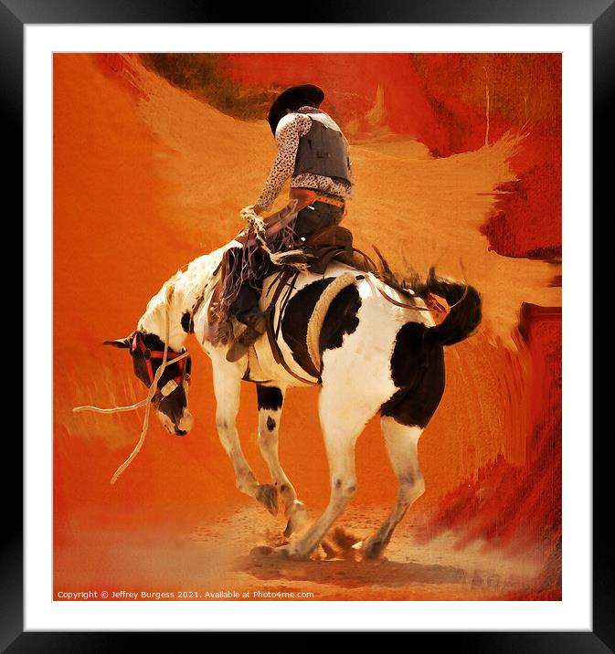 Bronco rider Framed Mounted Print by Jeffrey Burgess