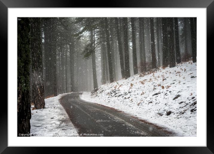 Snowy Turn Framed Mounted Print by Fanis Zerzelides