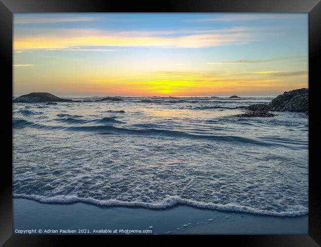 Sunset over Noordhoek Beach  Framed Print by Adrian Paulsen