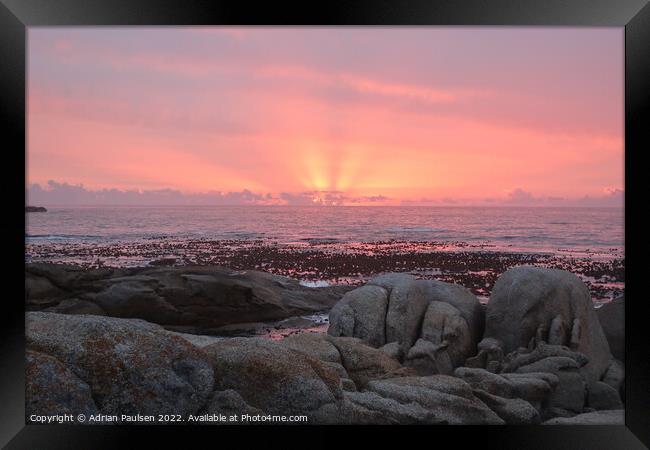 Sunset at Camps Bay Beach Framed Print by Adrian Paulsen