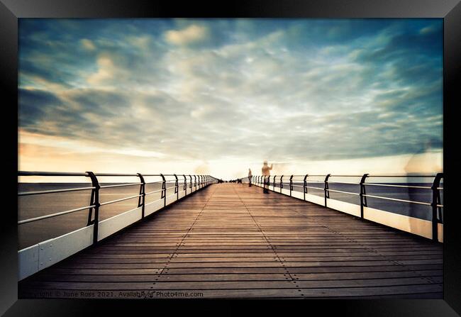 Saltburn-by-the-Sea Pier at Dusk Framed Print by June Ross
