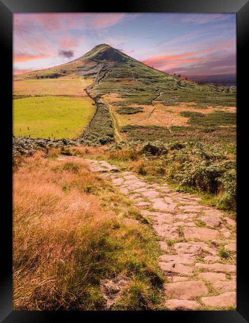 Sunset at Roseberry Topping, Great Ayton, North Yo Framed Print by June Ross