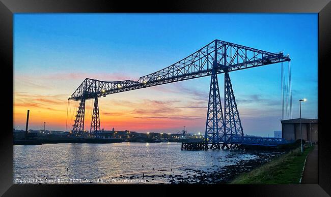 Tees Transporter Bridge Framed Print by June Ross