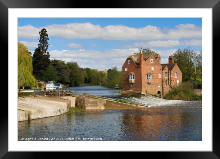 Fladbury Weir and Cropthorne Mill, Worcestershire Framed Mounted Print by Richard J. Kyte