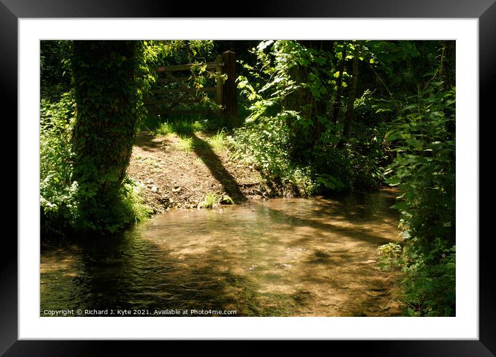 The River Windrush, Kineton South Ford, Cotswolds, Gloucestershire Framed Mounted Print by Richard J. Kyte