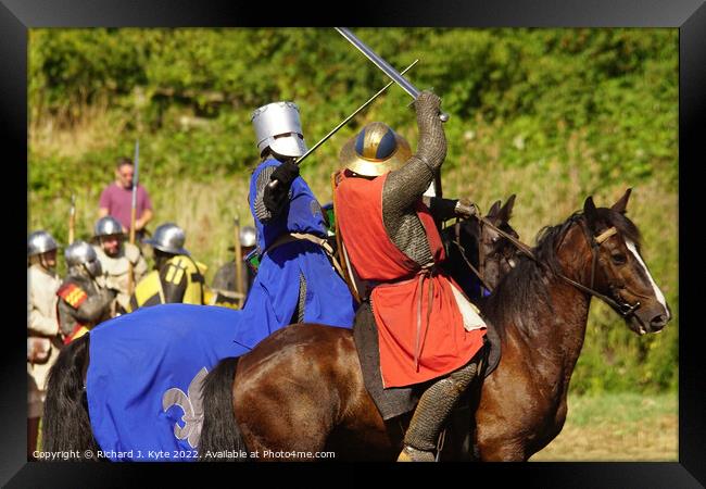 Cavalry Clash, Battle of Evesham Re-enactment 2022 Framed Print by Richard J. Kyte