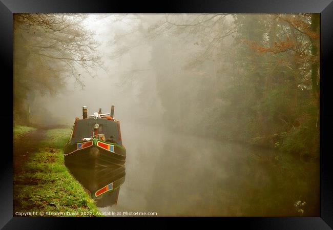 Misty morning canal side by Stewpony Locks, Staffo Framed Print by Stephen Davis