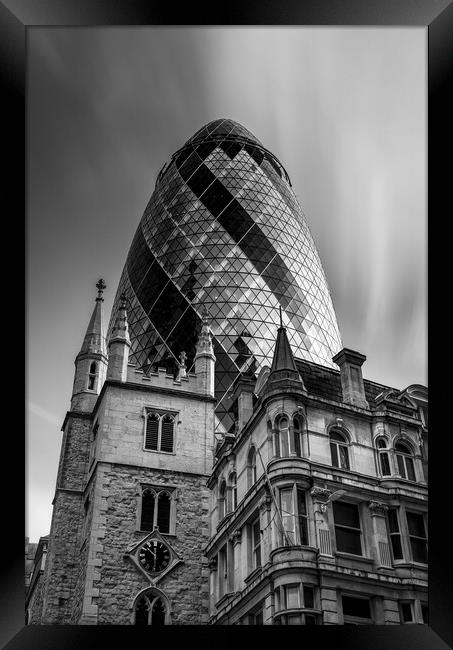 Old and new architecture Gherkin London Framed Print by Alan Le Bon