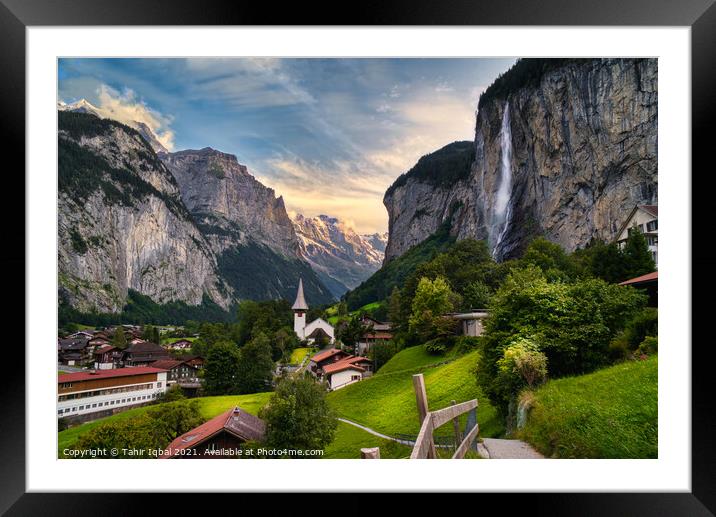 Lauterburnnen Valley & Staubbach Falls Framed Mounted Print by Tahir Iqbal