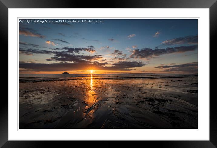 Sunset on Girvan Beach featuring Ailsa Craig Framed Mounted Print by Epic Sky Media