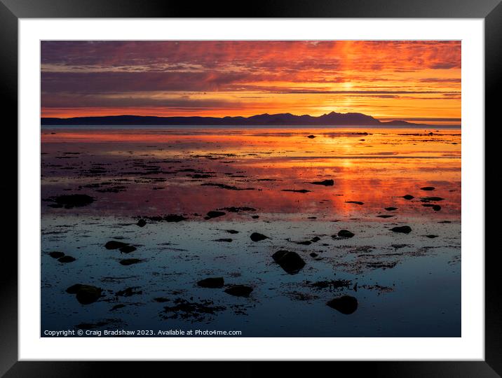 Fiery sunset over the Isle of Arran Framed Mounted Print by Epic Sky Media