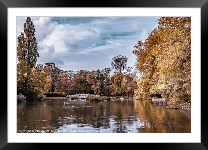 Autumn view of Pittville Lake, Cheltenham Framed Mounted Print by Craig Ballinger