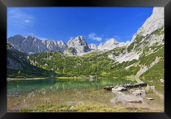 Lake Seebensee in summer Framed Print by Andreas Föll