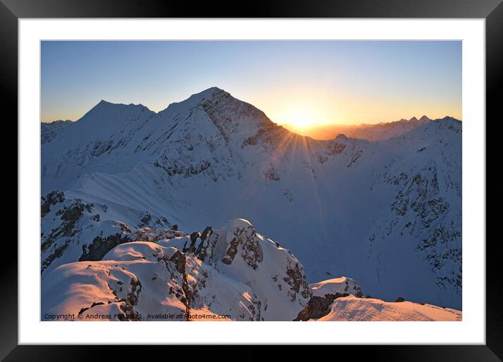 Sunset in the Lechtal Alps Framed Mounted Print by Andreas Föll