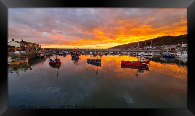 Sunset Lyme Regis harbour Framed Print by Love Lyme Regis