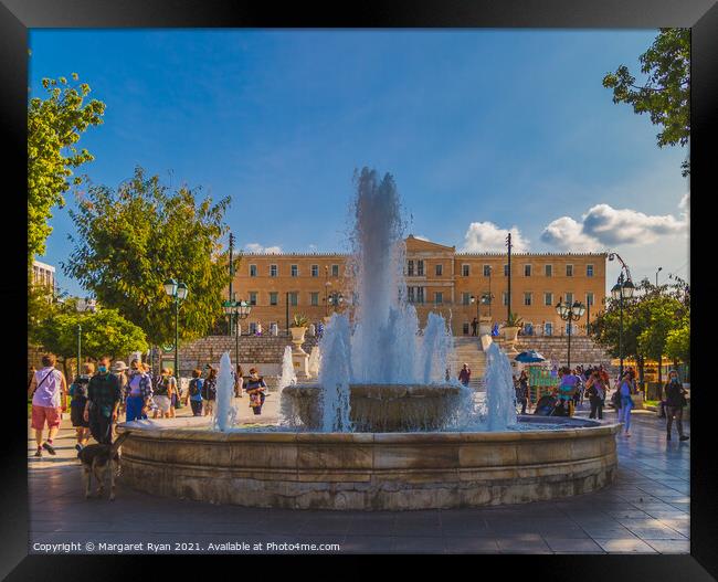 The Dancing Waters of Syntagma Square Framed Print by Margaret Ryan