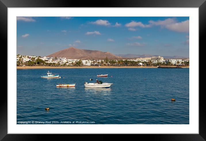 Lanzarote, Costa Teguise Cucharas Beach Framed Mounted Print by Margaret Ryan