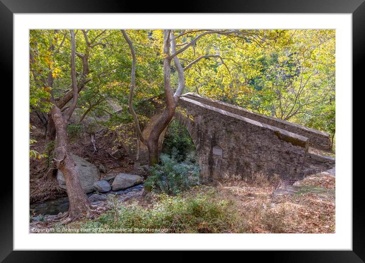 Stone Bridge Platanistos Evia Framed Mounted Print by Margaret Ryan