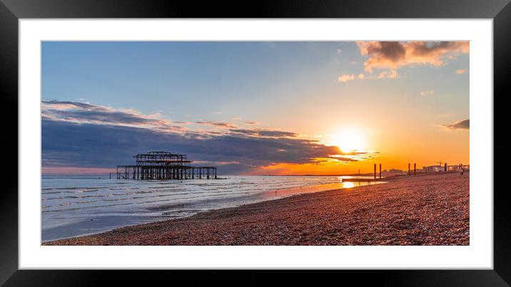 Brighton Beach Sunset Framed Mounted Print by Margaret Ryan