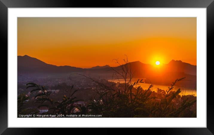Sunset over the Mekong Framed Mounted Print by Margaret Ryan